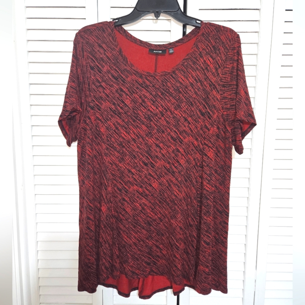 Apt. 9 Women's XL Red and Black Short Sleeve Top